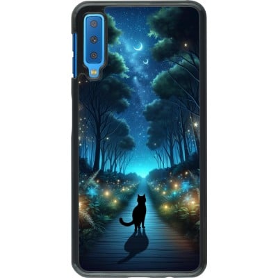 Coque Samsung Galaxy A7 - Chat noir promenade