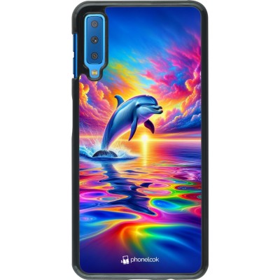 Coque Samsung Galaxy A7 - Dauphin arc-en-ciel heureux