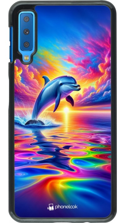 Coque Samsung Galaxy A7 - Dauphin arc-en-ciel heureux