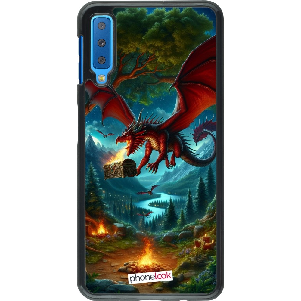 Coque Samsung Galaxy A7 - Dragon Volant Forêt Trésor