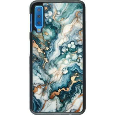 Coque Samsung Galaxy A7 - Marbre Vert Bleu Doré