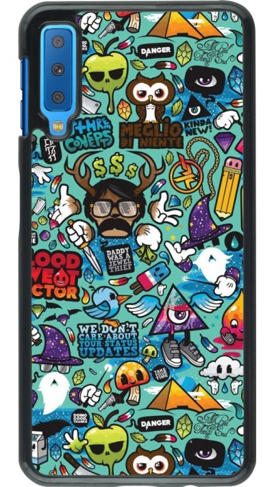 Coque Samsung Galaxy A7 - Mixed Cartoons Turquoise