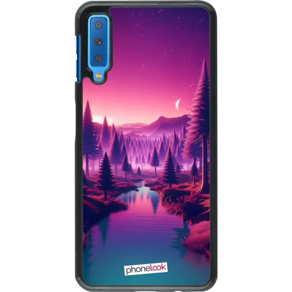 Coque Samsung Galaxy A7 - Paysage Violet-Rose