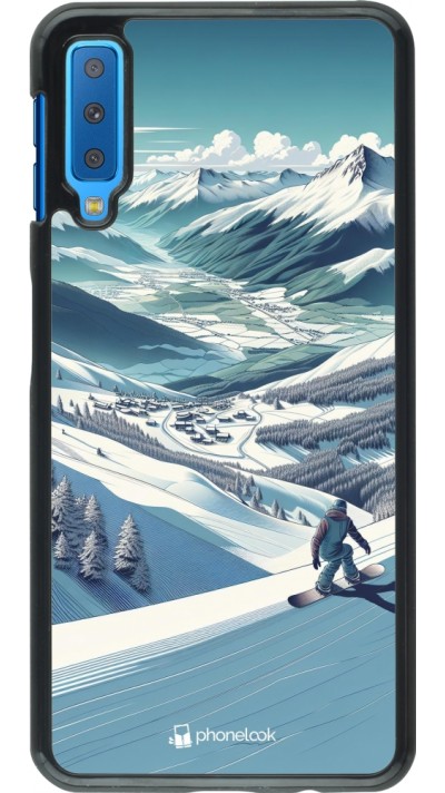 Coque Samsung Galaxy A7 - Snowboarder Montagne