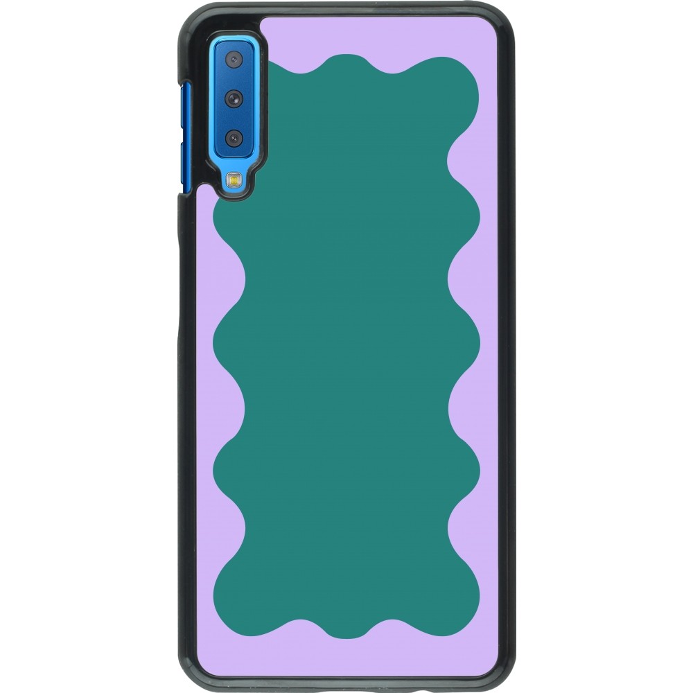 Coque Samsung Galaxy A7 - Wavy Rectangle Green Purple