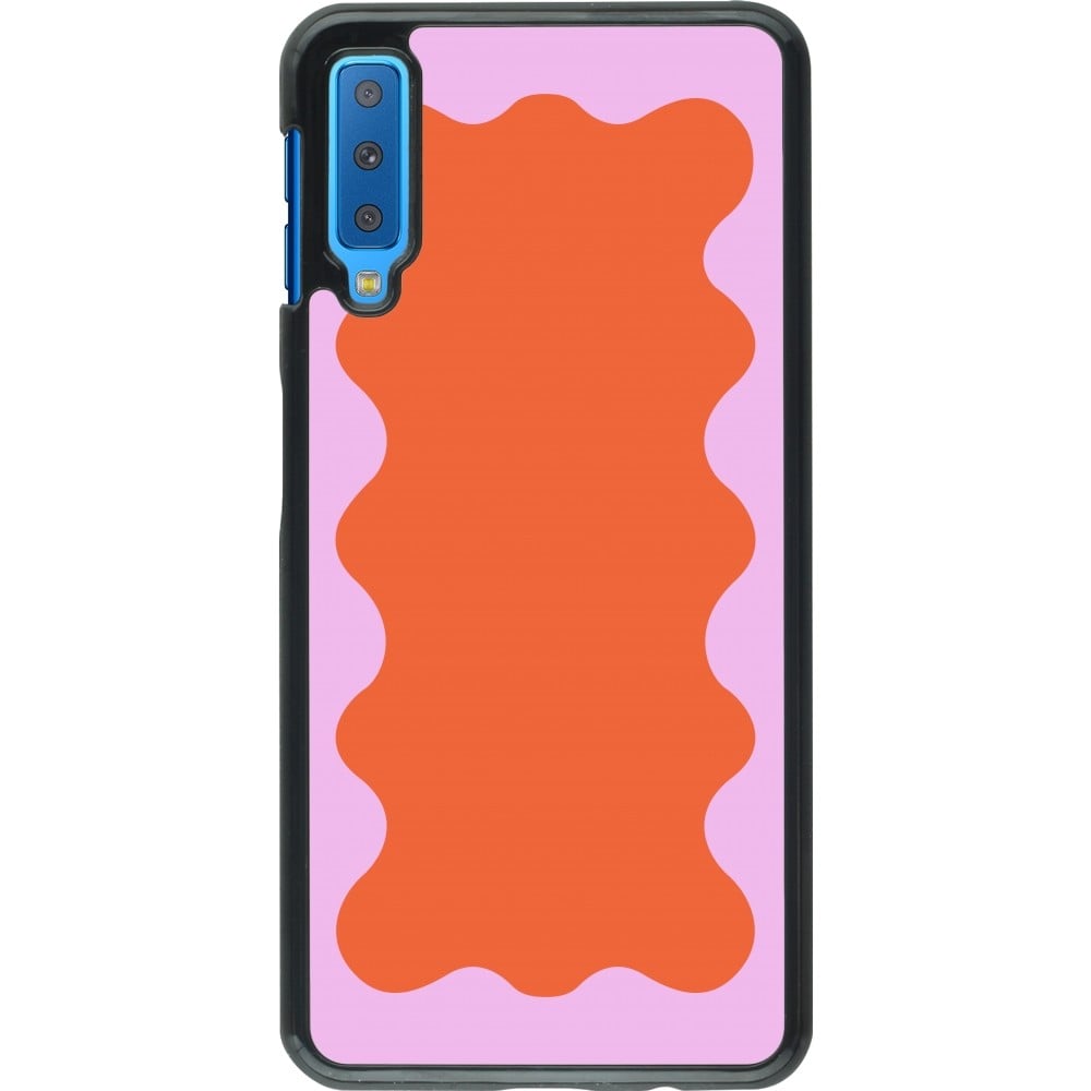 Coque Samsung Galaxy A7 - Wavy Rectangle Orange Pink