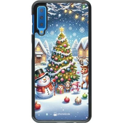 Coque Samsung Galaxy A7 - Noël 2023 bonhomme de neige et sapin