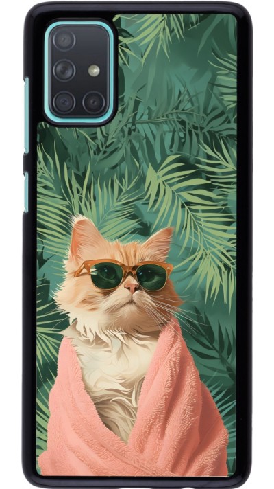 Coque Samsung Galaxy A71 - Cat Summer Palms