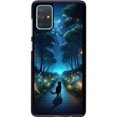 Coque Samsung Galaxy A71 - Chat noir promenade