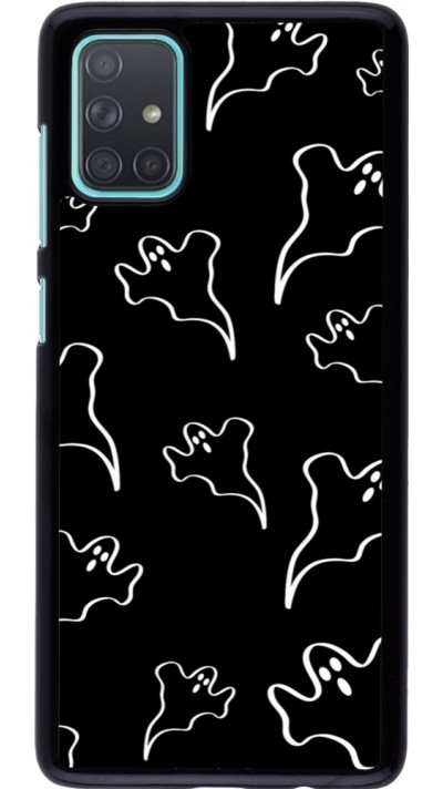 Coque Samsung Galaxy A71 - Halloween 2024 black and white ghosts