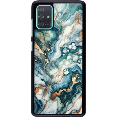 Coque Samsung Galaxy A71 - Marbre Vert Bleu Doré