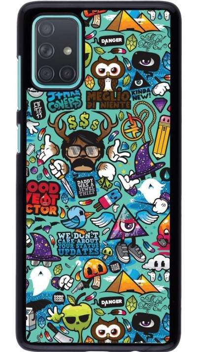 Coque Samsung Galaxy A71 - Mixed Cartoons Turquoise