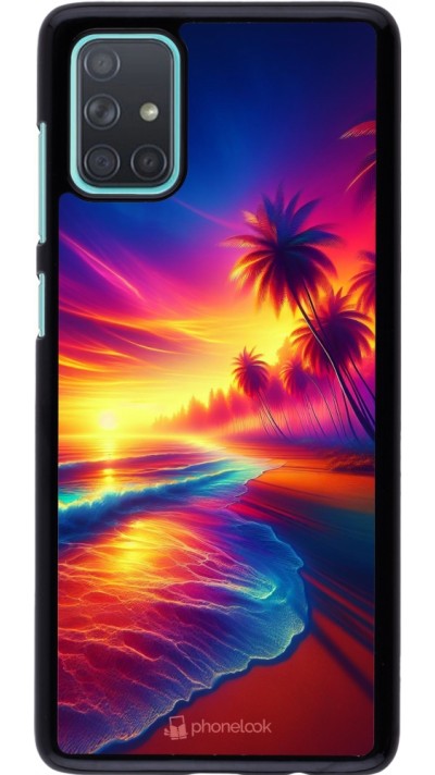 Coque Samsung Galaxy A71 - Plage coucher soleil flashy