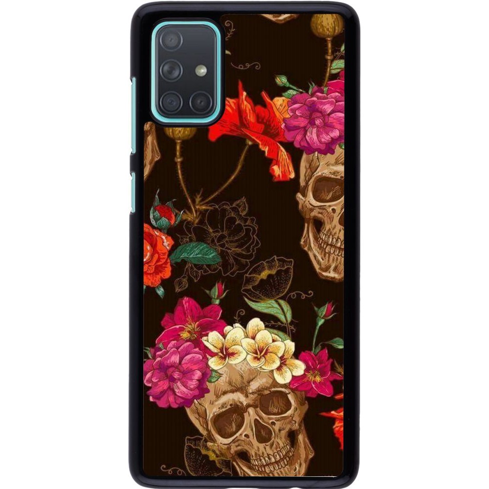 Hülle Samsung Galaxy A71 - Skulls and flowers