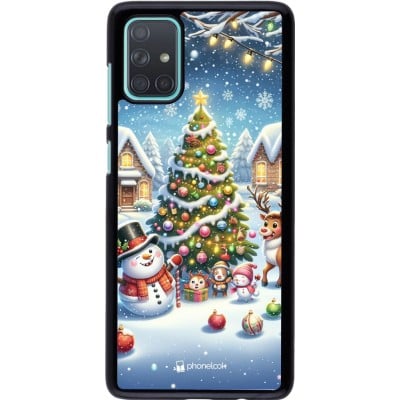 Coque Samsung Galaxy A71 - Noël 2023 bonhomme de neige et sapin