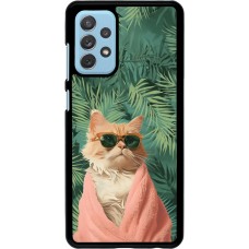 Coque Samsung Galaxy A72 - Cat Summer Palms