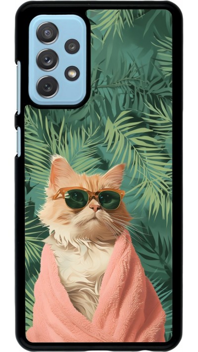 Coque Samsung Galaxy A72 - Cat Summer Palms