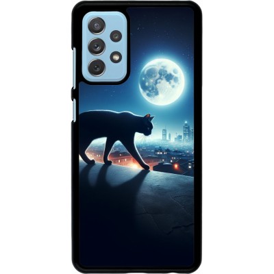 Coque Samsung Galaxy A72 - Chat noir sous la pleine lune