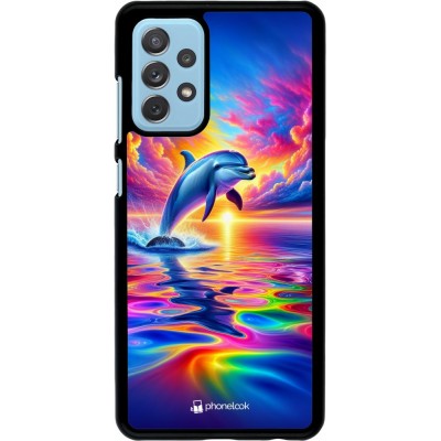 Coque Samsung Galaxy A72 - Dauphin arc-en-ciel heureux