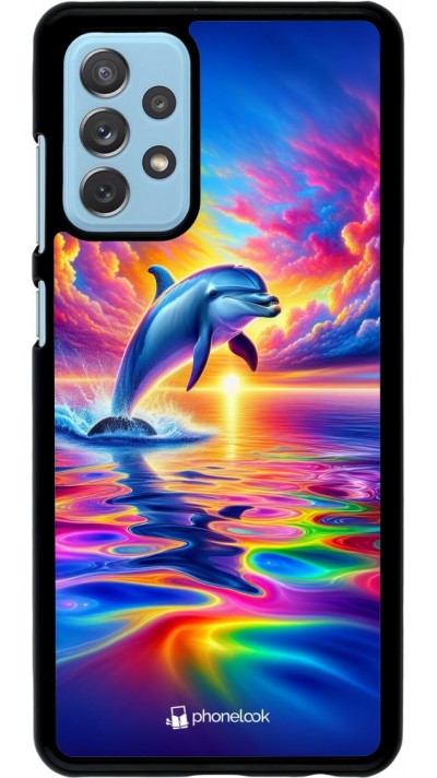 Coque Samsung Galaxy A72 - Dauphin arc-en-ciel heureux