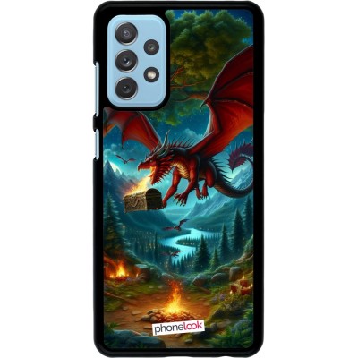 Coque Samsung Galaxy A72 - Dragon Volant Forêt Trésor