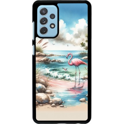 Coque Samsung Galaxy A72 - Flamant rose aquarelle