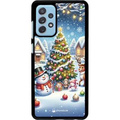 Coque Samsung Galaxy A72 - Noël 2023 bonhomme de neige et sapin