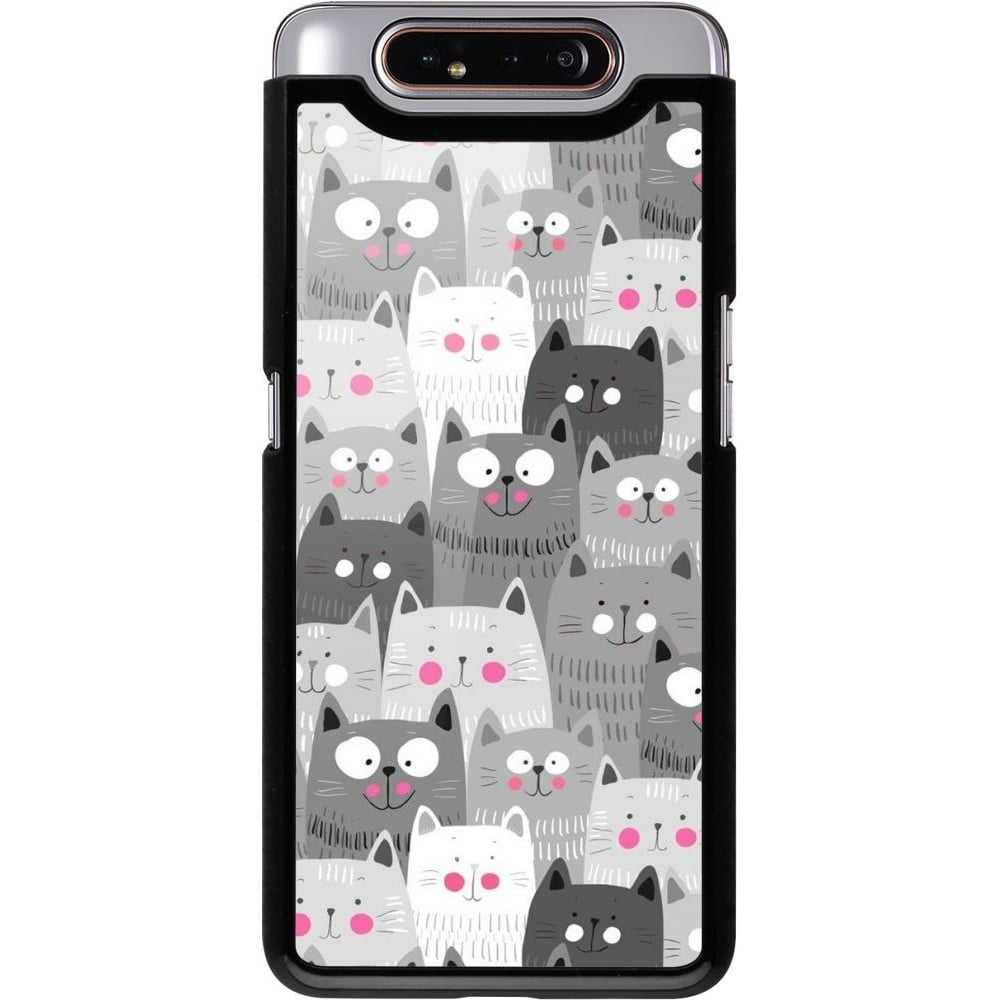 Coque Samsung Galaxy A80 - Chats gris troupeau