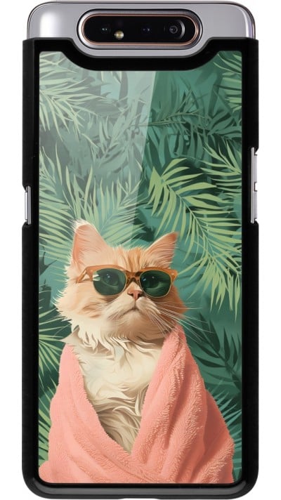 Coque Samsung Galaxy A80 - Cat Summer Palms