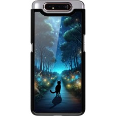 Coque Samsung Galaxy A80 - Chat noir promenade