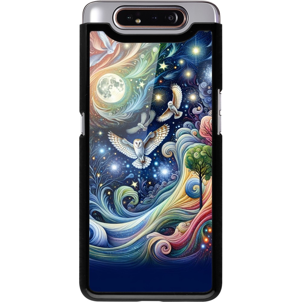 Coque Samsung Galaxy A80 - hibou volant floral