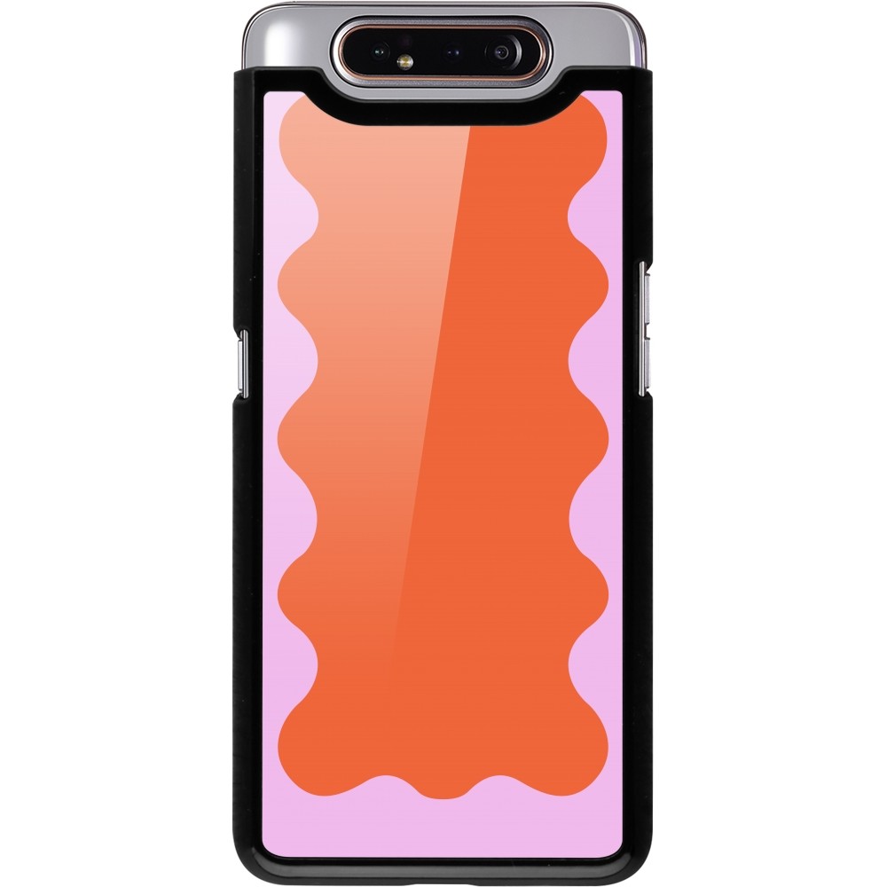 Coque Samsung Galaxy A80 - Wavy Rectangle Orange Pink