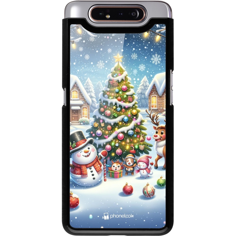 Coque Samsung Galaxy A80 - Noël 2023 bonhomme de neige et sapin