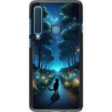 Coque Samsung Galaxy A9 - Chat noir promenade