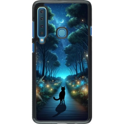 Coque Samsung Galaxy A9 - Chat noir promenade