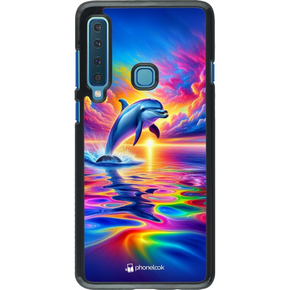 Coque Samsung Galaxy A9 - Dauphin arc-en-ciel heureux