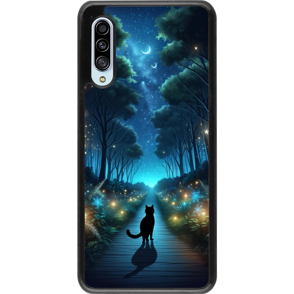 Coque Samsung Galaxy A90 5G - Chat noir promenade