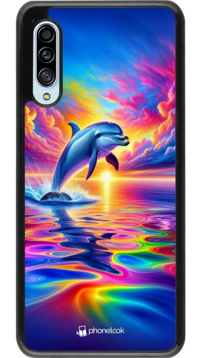 Coque Samsung Galaxy A90 5G - Dauphin arc-en-ciel heureux