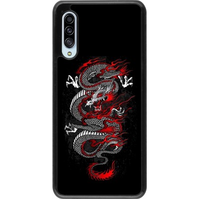 Coque Samsung Galaxy A90 5G - Japanese style Dragon Tattoo Red Black