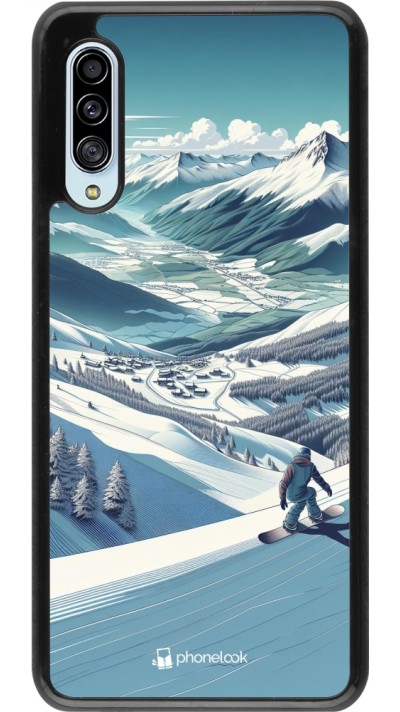 Coque Samsung Galaxy A90 5G - Snowboarder Montagne