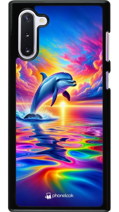 Coque Samsung Galaxy Note 10 - Dauphin arc-en-ciel heureux