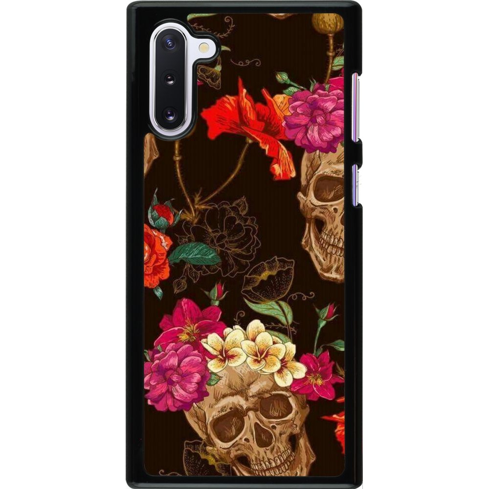 Hülle Samsung Galaxy Note 10 - Skulls and flowers