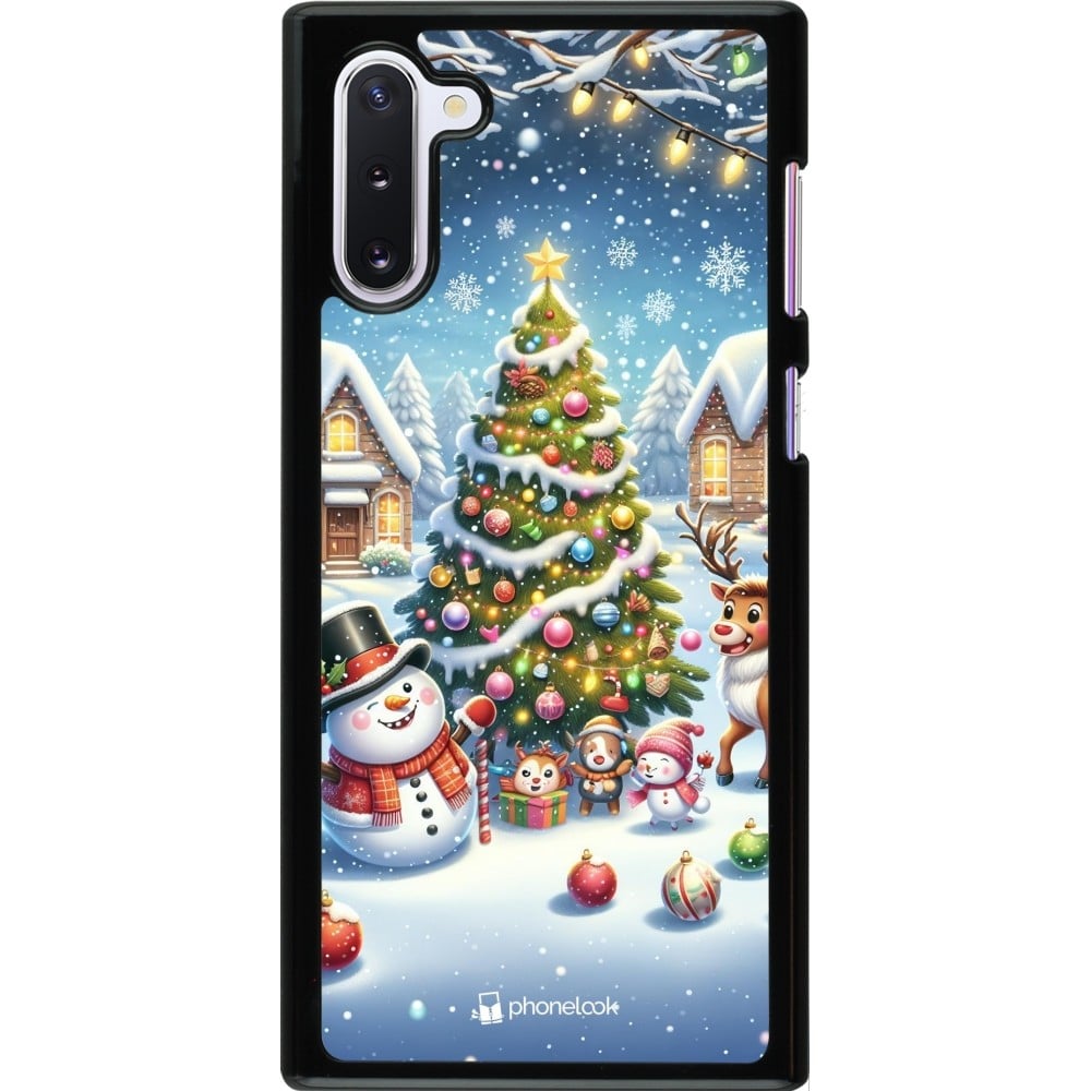 Coque Samsung Galaxy Note 10 - Noël 2023 bonhomme de neige et sapin