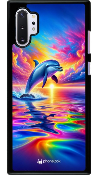 Coque Samsung Galaxy Note 10+ - Dauphin arc-en-ciel heureux