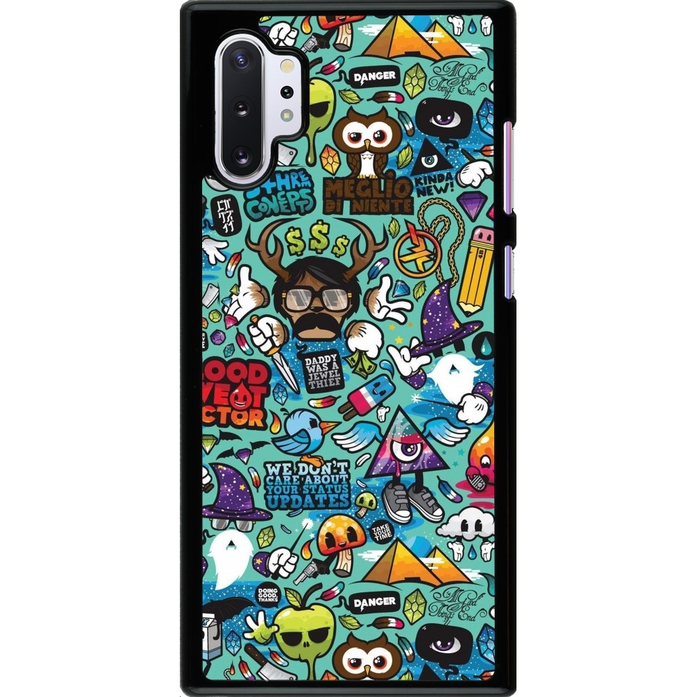 Coque Samsung Galaxy Note 10+ - Mixed Cartoons Turquoise