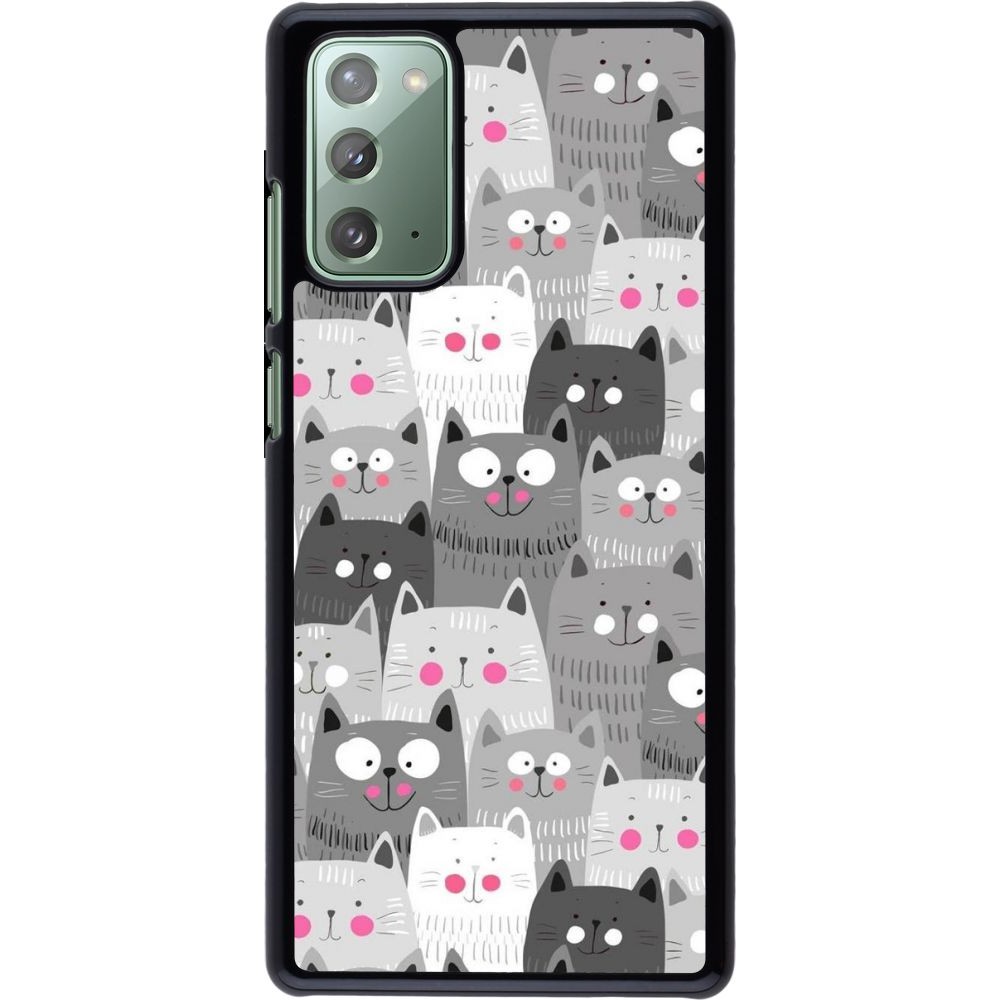 Coque Samsung Galaxy Note 20 - Chats gris troupeau