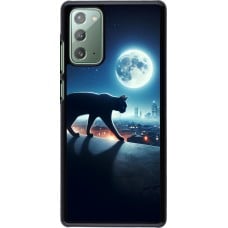 Coque Samsung Galaxy Note 20 - Chat noir sous la pleine lune