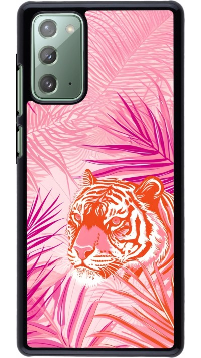 Coque Samsung Galaxy Note 20 - Tigre palmiers roses