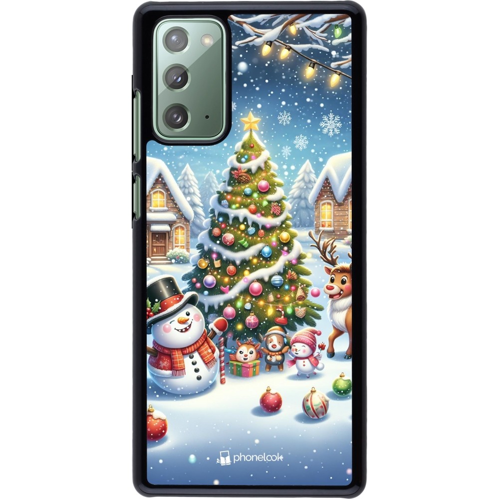 Coque Samsung Galaxy Note 20 - Noël 2023 bonhomme de neige et sapin