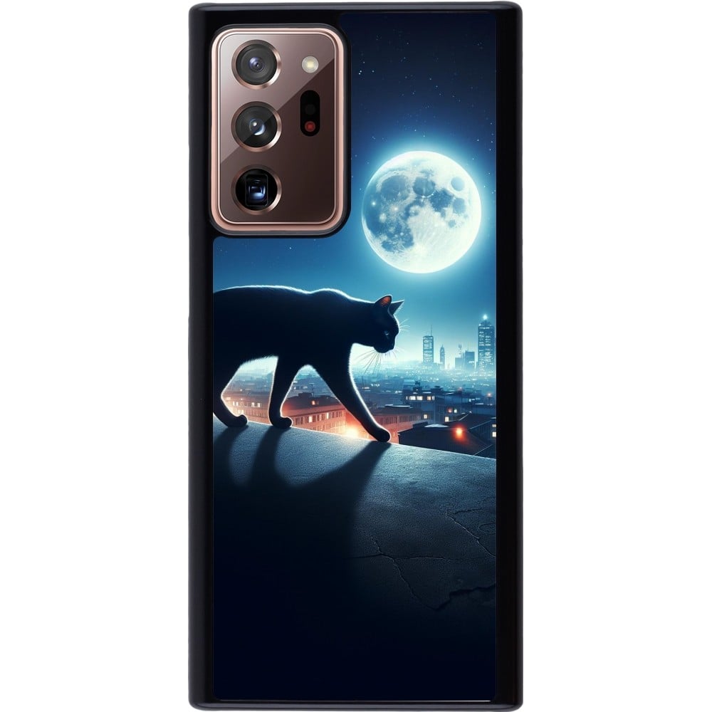 Coque Samsung Galaxy Note 20 Ultra - Chat noir sous la pleine lune